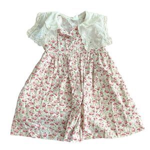 Narci Imports Girls Vintage 90s Dress Size 4Y 4T Pink‎ Floral VTG Cottagecore